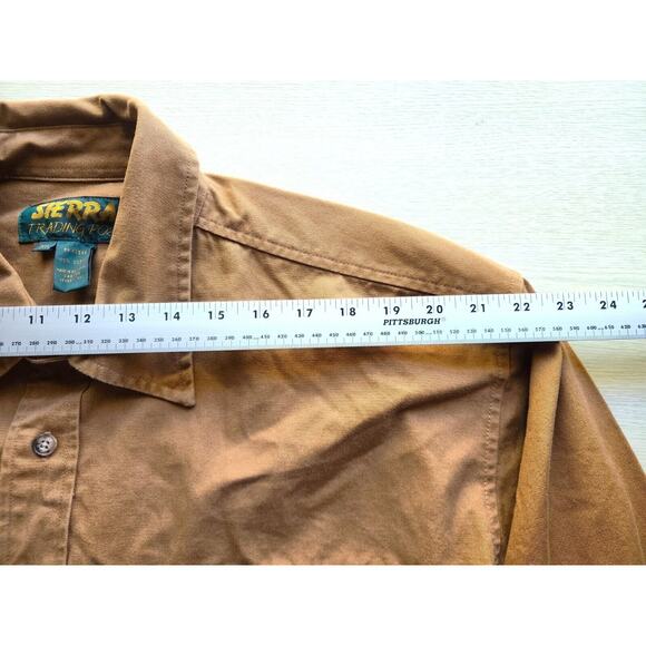 HUNTING/SHOOTING SHIRT-SIERRA TRADING POST-Dark Brown-Orange-Quilted Shoulder-XL - Picture 9 of 13